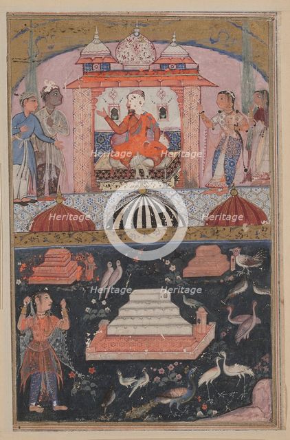 Page from Tales of a Parrot (Tuti-nama): First night: The merchant hears…, c. 1560. Creator: Unknown.