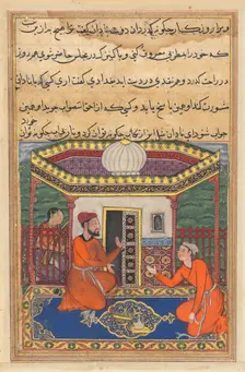 Page from Tales of a Parrot (Tuti-nama): Forty-eighth night: The young man of Baghdad..., c. 1560. Creator: Unknown
