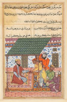 Page from Tales of a Parrot (Tuti-nama): Forty-seventh night: The four destitute friends..., c.1560. Creator: Unknown