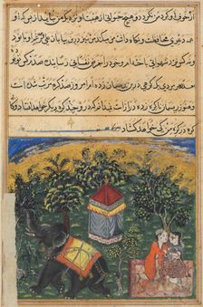 Page from Tales of a Parrot (Tuti-nama): Fourth night: The mendicant’s wife deceives..., c. 1560. Creator: Unknown