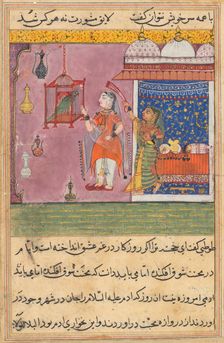 Page from Tales of a Parrot (Tuti-nama): Nineteenth night: The parrot addresses..., c. 1560. Creator: Unknown