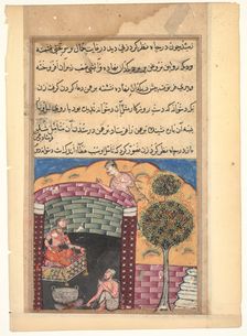 Page from Tales of a Parrot (Tuti-nama): Seventh night: The Brahman gambler sees..., c. 1560. Creator: Unknown