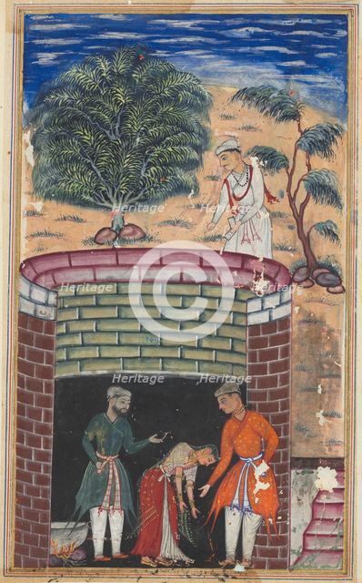 Page from Tales of a Parrot (Tuti-nama): Seventh night: The daughter of the king..., c. 1560. Creator: Unknown.