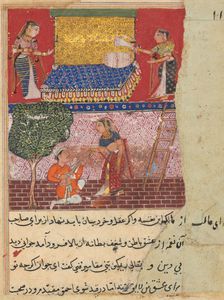 Page from Tales of a Parrot (Tuti-nama): Sixteenth night: The daughter-in-law of the king…, c. 1560. Creator: Unknown