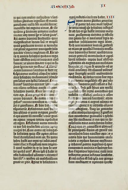 Page from the Biblia Latina, 1454-5. Creator: Peter Schöffer.