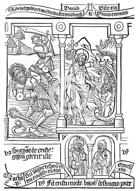 Page from the Biblia Pauperum, 15th century, (1870). Artist: Unknown