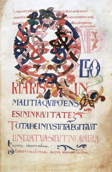 Page from the Bosworth Psalter, 10th century. Creator: Unknown