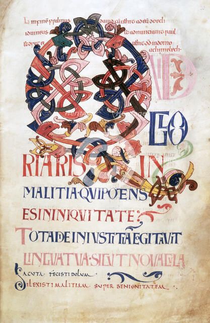 Page from the Bosworth Psalter, 10th century. Creator: Unknown.