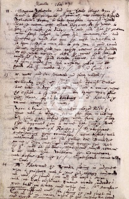 Page from the diary of John Manningham, 1602. Creator: John Manningham.