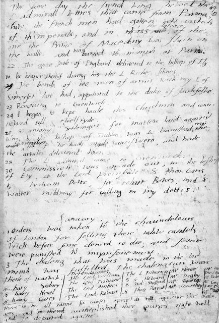 Page from the diary of King Edward VI, c1551-c1552. Creator: King Edward VI.