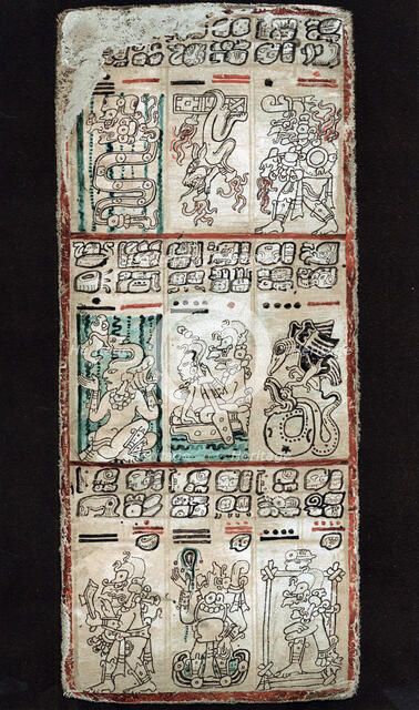Page from the Dresden Codex, Maya manuscript. Artist: Unknown
