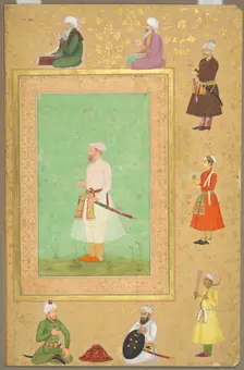 Page from the Late Shah Jahan Album: Portrait of Asaf Khan, c. 1653. Creator: Unknown