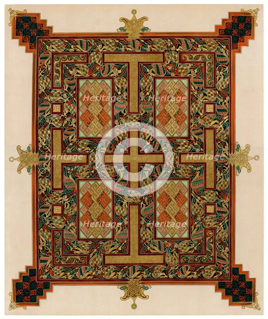 Page from the Lindisfarne Gospels, 710-721 AD. Artist: Unknown