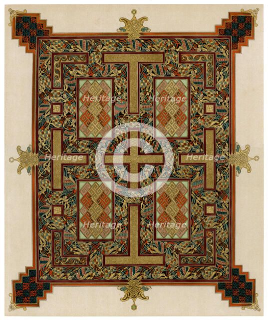 Page from the Lindisfarne Gospels, 710-721 AD. Artist: Unknown