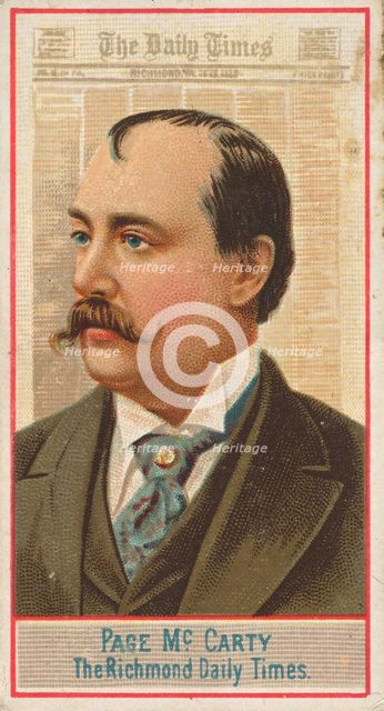Page McCarty, The Richmond Daily Times, from the American Editors series (N1) for Allen & ..., 1887. Creator: Allen & Ginter.
