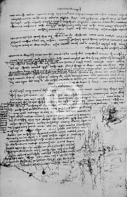 'Page of Text with Sketches of Landscape', c1480 (1945). Artist: Leonardo da Vinci.