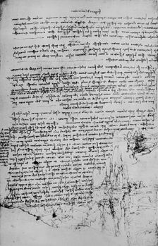 Page of Text with Sketches of Landscape c1480 (1945). Artist: Leonardo da Vinci