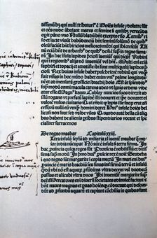 Page of the Book of Marco Polo or Book of the Wonders of the World belonged to Christopher Col…