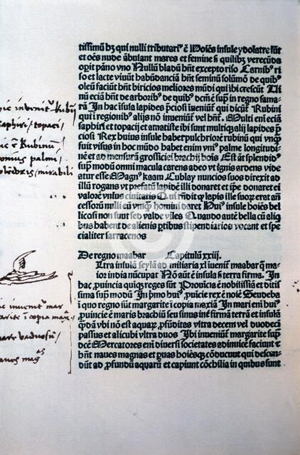 Page of the 'Book of Marco Polo or Book of the Wonders of the World', belonged to Christopher Col…