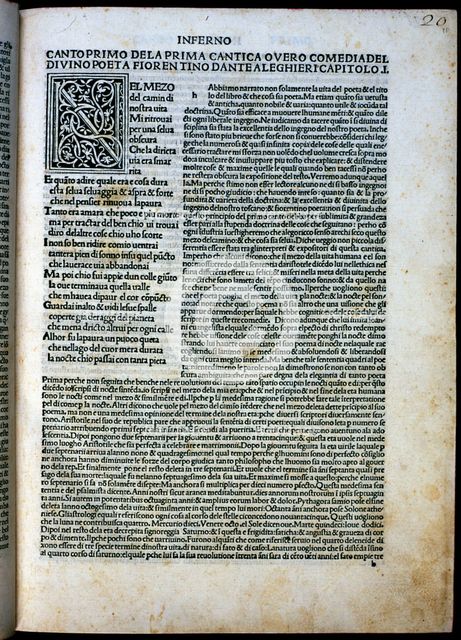 Page of the work 'Comedy, commentary by Cristoforo Landino', 1484. Creator: Dante Alighieri (1265-1321).