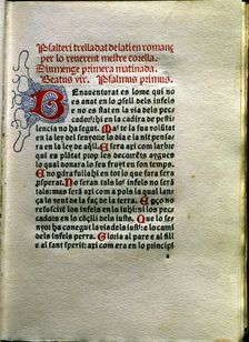 Page of the work Psalteri by Joan Rois de Corella, printed in Venice in 1490 by Johan Hertezog,…