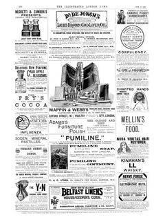 Page of advertisements, 1890. Creator: Unknown