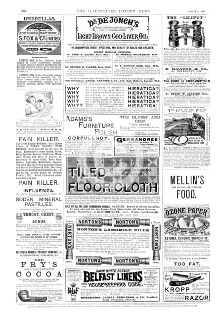 Page of advertisements, 1890. Creator: Unknown.