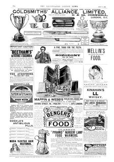 Page of advertisements, 1890. Creator: Unknown