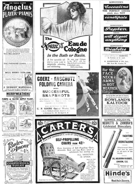 Page of advertisements, 1909. Creator: Unknown.
