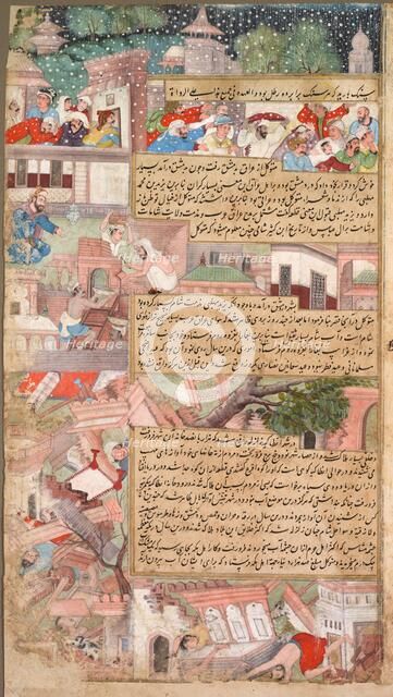 Page of disasters, from the Tarikh-i Alfi (History of the Thousand [Years]), c. 1595. Creator: Unknown.