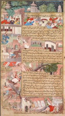 Page of disasters, from the Tarikh-i Alfi (History of the Thousand [Years]), c. 1595. Creator: Unknown