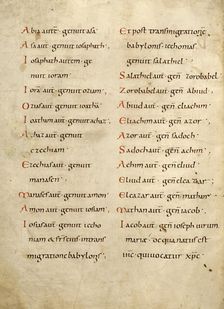 Page of Latin text from a Bible, about 826-838. Creator: Unknown