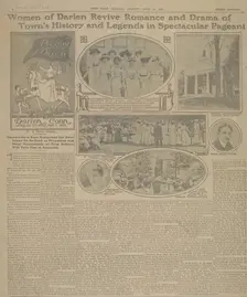 Page of New York herald, Sunday July 27 1913, with reproduction of pageant of Darien poster, c1913. Creator: Unknown