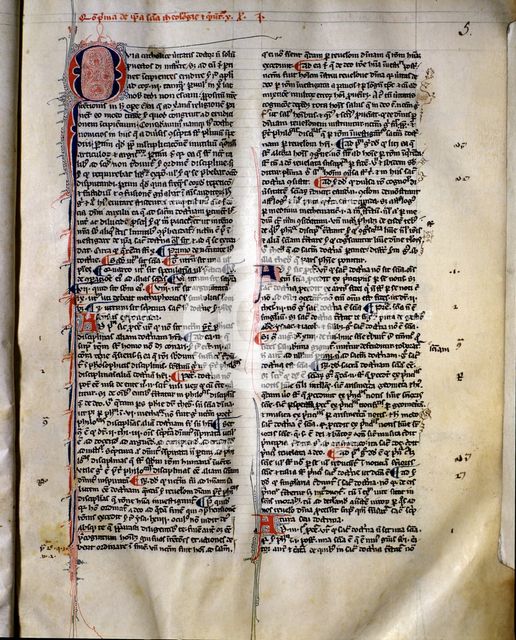 Page of parchment 'Summa Theologica' by St. Thomas Aquinas, possibly copied in France, before 1323.