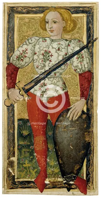 Page of Swords. Charles VI Tarot, ca 1460. Creator: Apollonio di Giovanni di Tommaso (ca. 1415-1465).