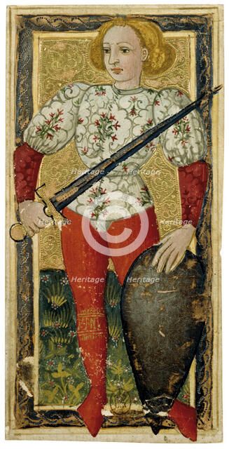 Page of Swords. Charles VI Tarot, ca 1460. Creator: Apollonio di Giovanni di Tommaso (ca. 1415-1465).