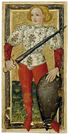 Page of Swords. Charles VI Tarot, ca 1460. Creator: Apollonio di Giovanni di Tommaso (ca. 1415-1465)