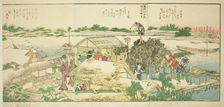 Pages from the illustrated book "Panoramic Views along the Banks of the Sumida...,1801,1804, or 806. Creator: Hokusai