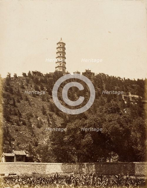 Pagoda at Old Summer Palace, Yu-chuan Shan, Jade Spring Hill, 1860. Creator: Felice Beato.