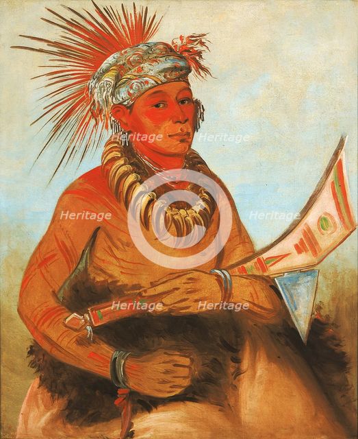 Pah-ta-cóo-chee, Shooting Cedar, a Brave, 1832. Creator: George Catlin.