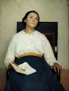Painful memory (Portrait of Santina Negri), 1889. Creator: Pellizza da Volpedo, Giuseppe (1868-1907)