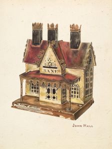Painted Tin Toy Bank, c. 1940. Creator: John Hall