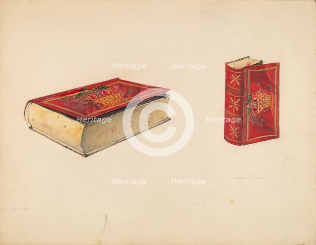 Painted Tin Trinket Box, c. 1939. Creator: Grace Halpin.
