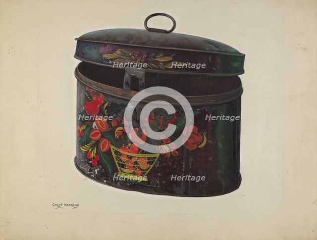 Painted Toleware Box, c. 1938. Creator: Chris Makrenos.