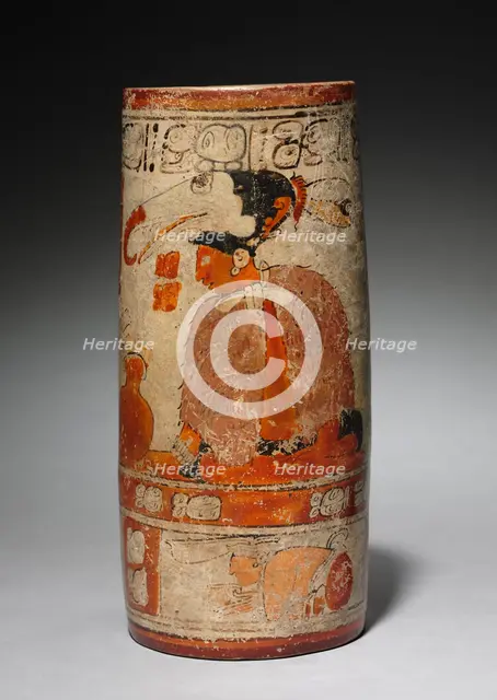 Painted Vase with Ruler and Scribe, 600-900. Creator: Unknown.