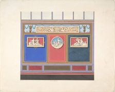 Painted Wall Decor Featuring Three Medallions, 19th century. Creators: Jules-Edmond-Charles Lachaise, Eugène-Pierre Gourdet