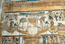 Painted wall relief, Temple of Rameses III, Medinet Habu, Egypt, 12th century BC