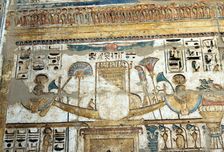 Painted wall relief, Temple of Rameses III, Medinet Habu, Egypt, 12th century BC