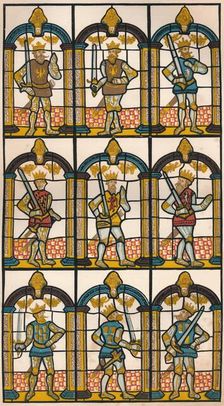 Painted Window - Two Saxon Earls of Mercia, and Seven Norman Earls of Chester 1808 (1845). Artist: William Fowler