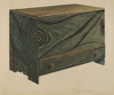 Painted Wooden Chest, c. 1938. Creator: Daniel Fletcher